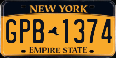 NY license plate GPB1374