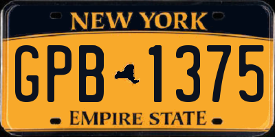 NY license plate GPB1375