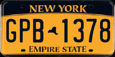 NY license plate GPB1378