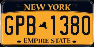 NY license plate GPB1380