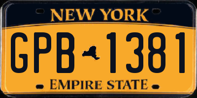 NY license plate GPB1381