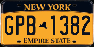 NY license plate GPB1382