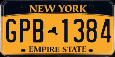 NY license plate GPB1384