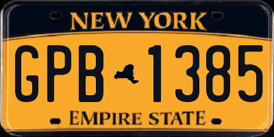 NY license plate GPB1385