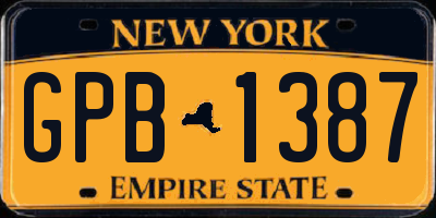 NY license plate GPB1387