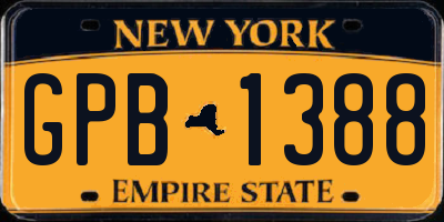 NY license plate GPB1388