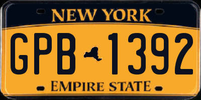 NY license plate GPB1392