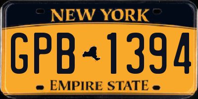 NY license plate GPB1394