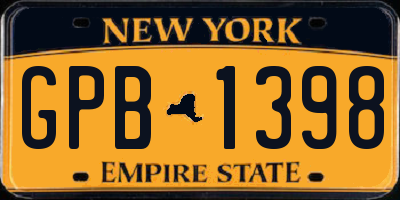 NY license plate GPB1398