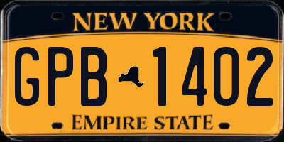 NY license plate GPB1402
