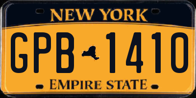 NY license plate GPB1410