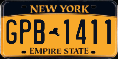 NY license plate GPB1411