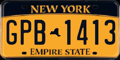 NY license plate GPB1413