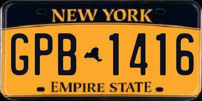 NY license plate GPB1416