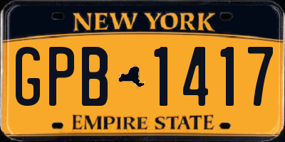 NY license plate GPB1417