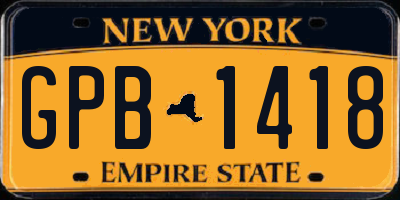 NY license plate GPB1418