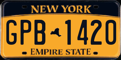 NY license plate GPB1420