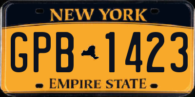 NY license plate GPB1423