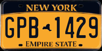NY license plate GPB1429