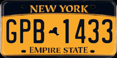 NY license plate GPB1433