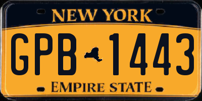 NY license plate GPB1443
