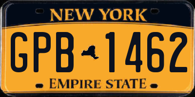 NY license plate GPB1462