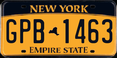 NY license plate GPB1463