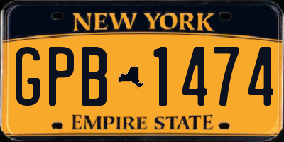 NY license plate GPB1474