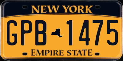 NY license plate GPB1475