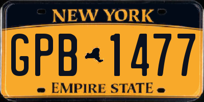 NY license plate GPB1477