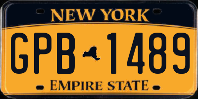 NY license plate GPB1489