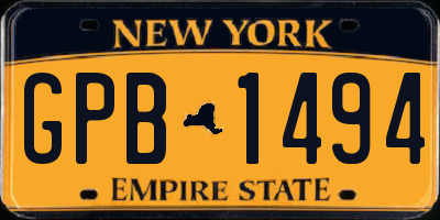 NY license plate GPB1494