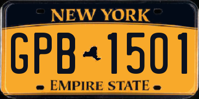NY license plate GPB1501
