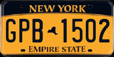 NY license plate GPB1502