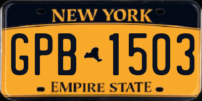 NY license plate GPB1503