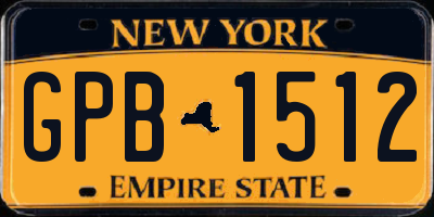 NY license plate GPB1512