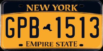 NY license plate GPB1513