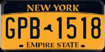 NY license plate GPB1518