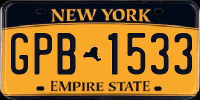 NY license plate GPB1533