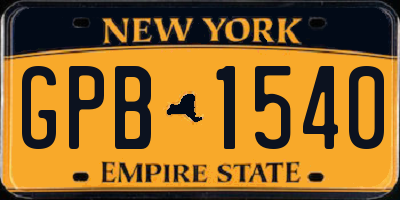 NY license plate GPB1540