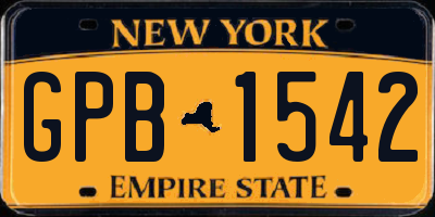 NY license plate GPB1542
