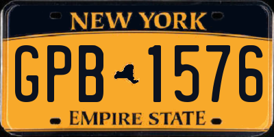 NY license plate GPB1576