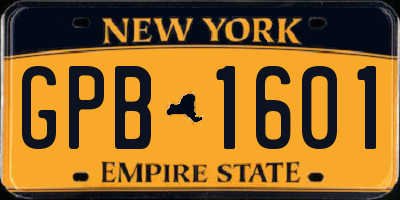 NY license plate GPB1601