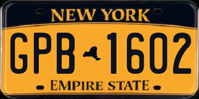 NY license plate GPB1602