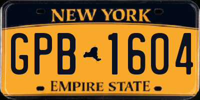 NY license plate GPB1604