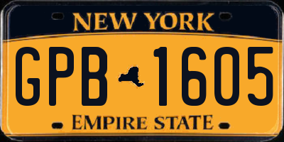 NY license plate GPB1605