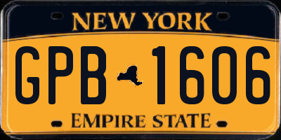 NY license plate GPB1606