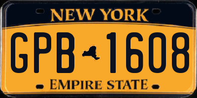 NY license plate GPB1608