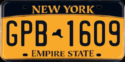 NY license plate GPB1609