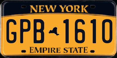 NY license plate GPB1610